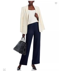 ST. JOHN knit pant tapered Leg Pants sweater navy blue pockets